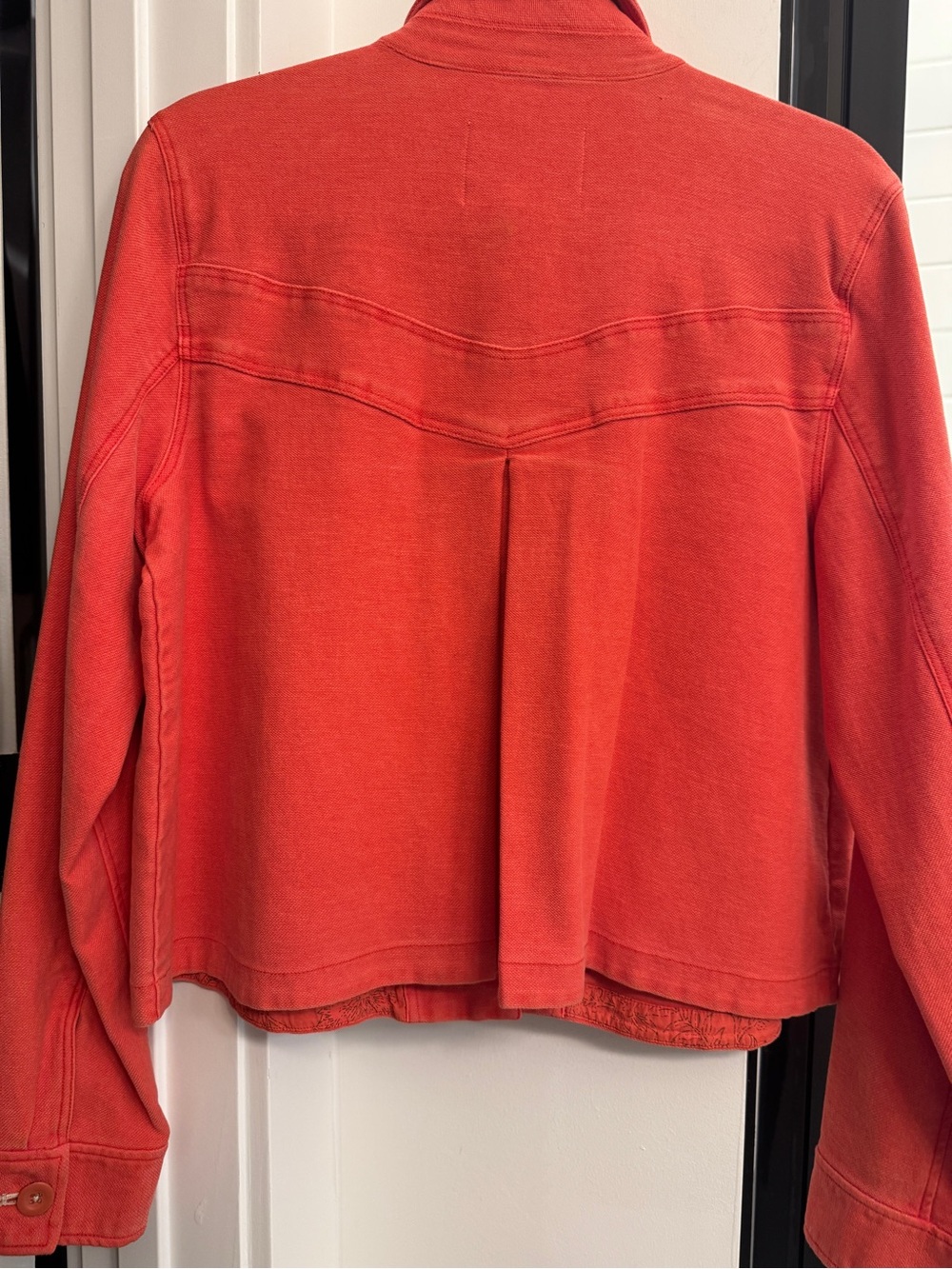 Anthropologie Coral Pink Button-Front Jacket - Picture 2 of 6